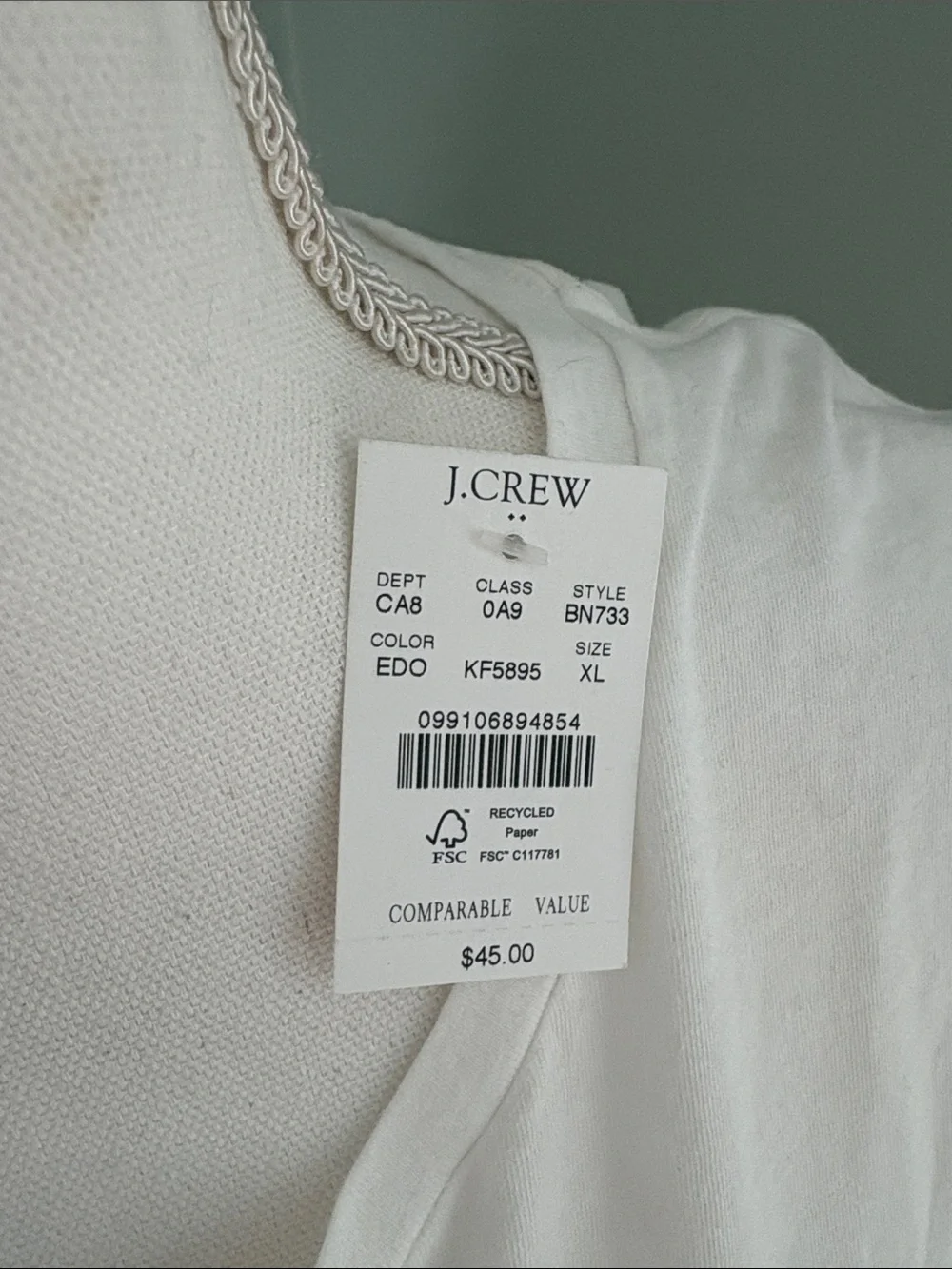 NWT J. Crew White Tee with Pink Bunny-Eared French Bulldog